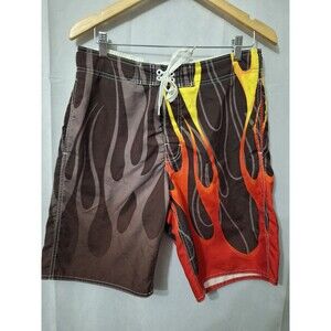 Bass Pro Shops Men's On Fire , Fiery Flames Boardshorts Swim Trunks Size Medium